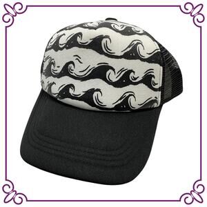 One Adult Trucker Hat Waves Black & White NEW